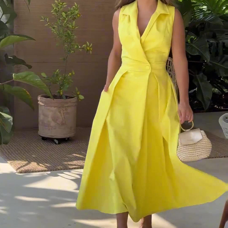 Lynor™ | V-Neck Midi Dress – Effortless Elegance with a Flattering Silhouette