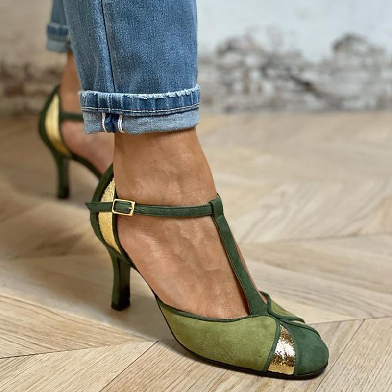 Lynor™ | Closed-Toe T-Strap Heels – Classic Elegance with a Secure Fit