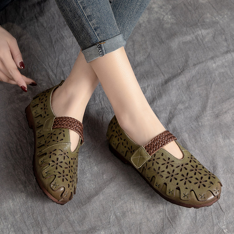 Lynor™ | Women’s Comfortable Cowhide Leather Flats – Soft Support with Natural Elegance
