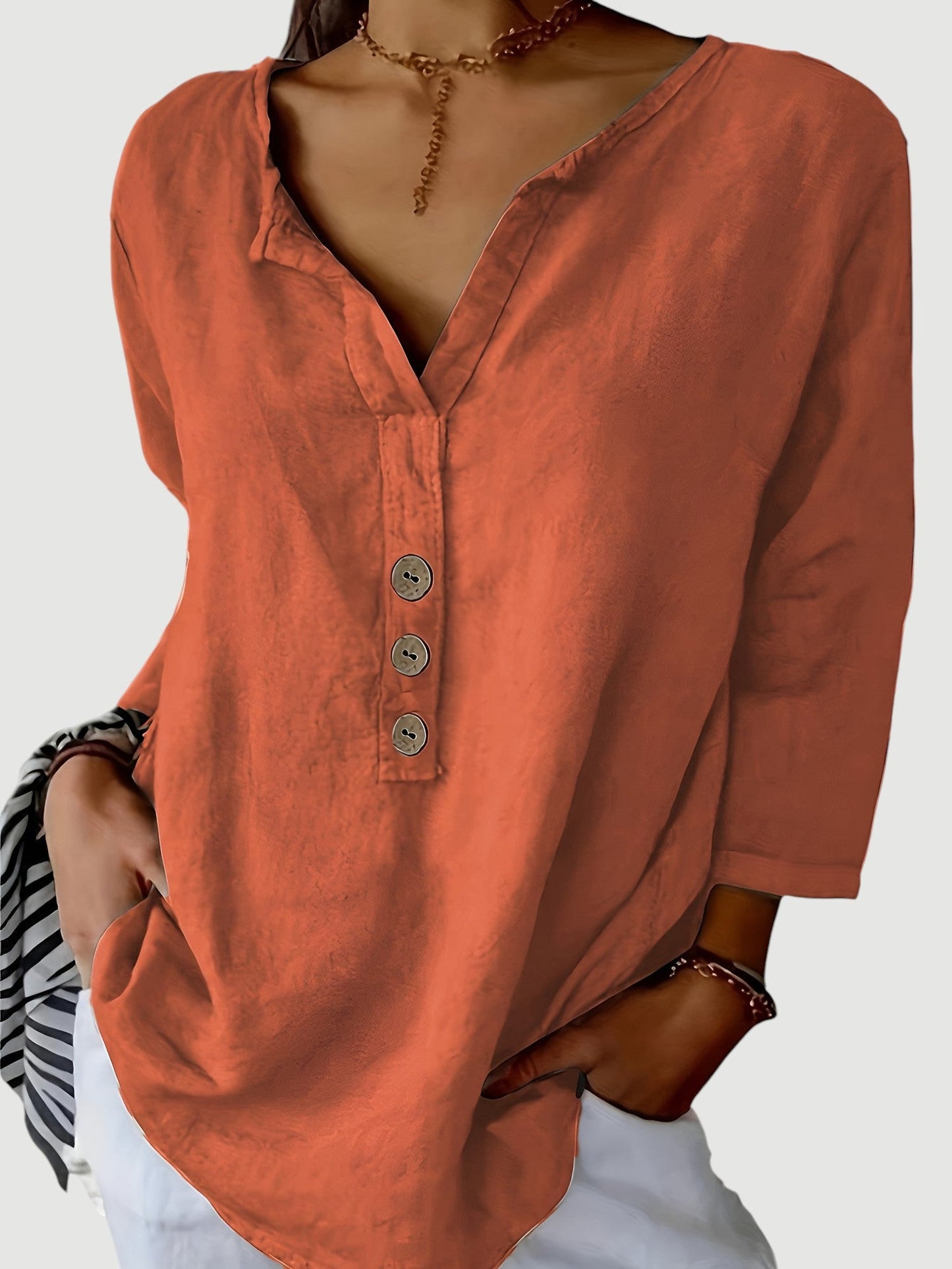 Lynor™ | Airy & Comfortable Linen Top – Effortless Breathability in Natural Fabric