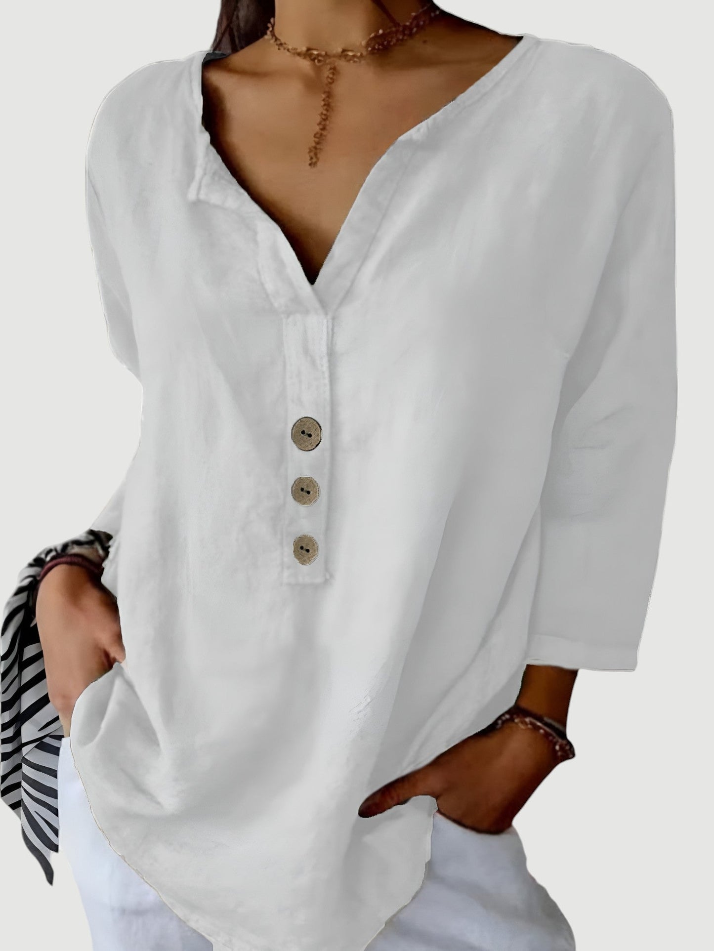 Lynor™ | Airy & Comfortable Linen Top – Effortless Breathability in Natural Fabric