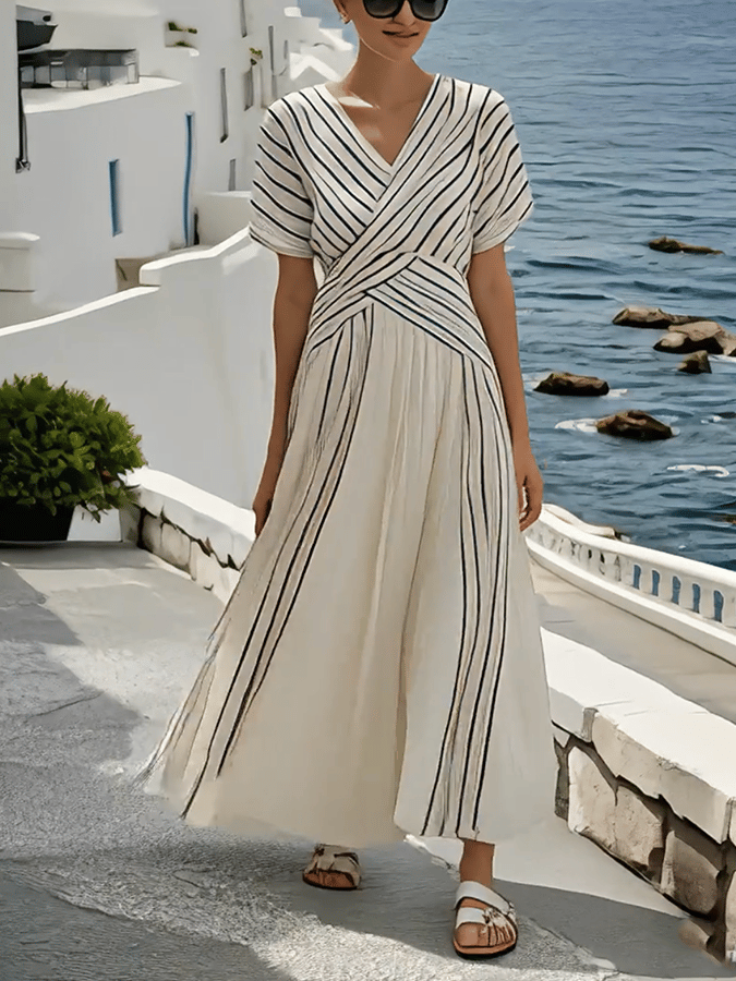 Lynor™ | Loose-Fitting Dress – Stripe Pattern
