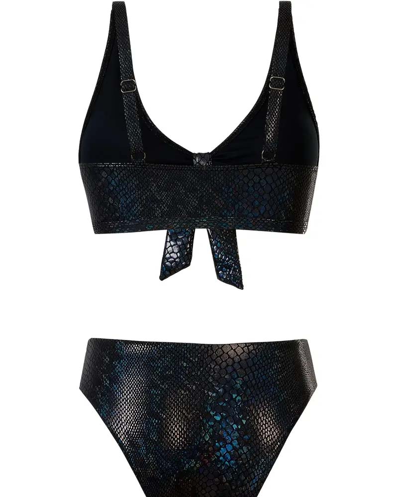 Lynor™ | Triangle High-Cut Bikini Top – Snake Print