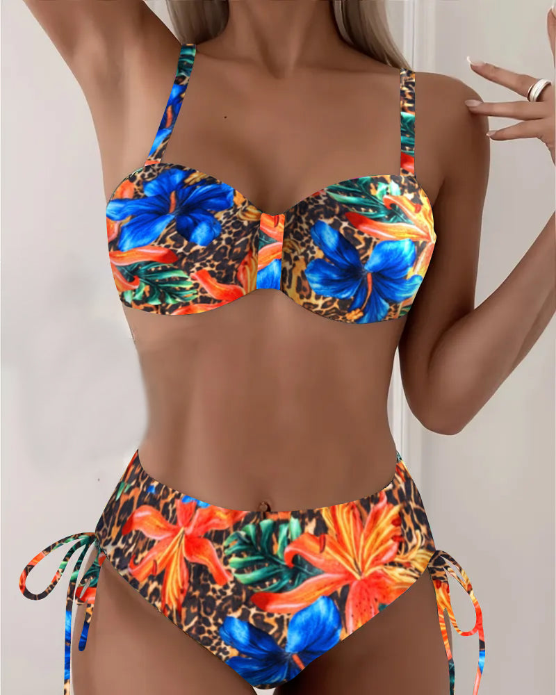 Lynor™ | Bikini – Leopard & Floral Print, Bralette Style