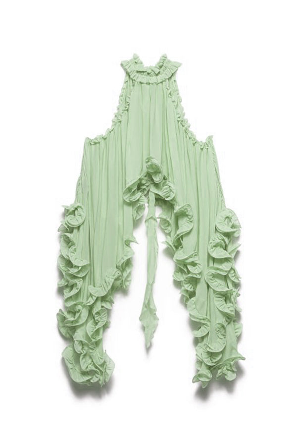 Lynor™ | Ruffled Hem & Neck Tie Flared Top