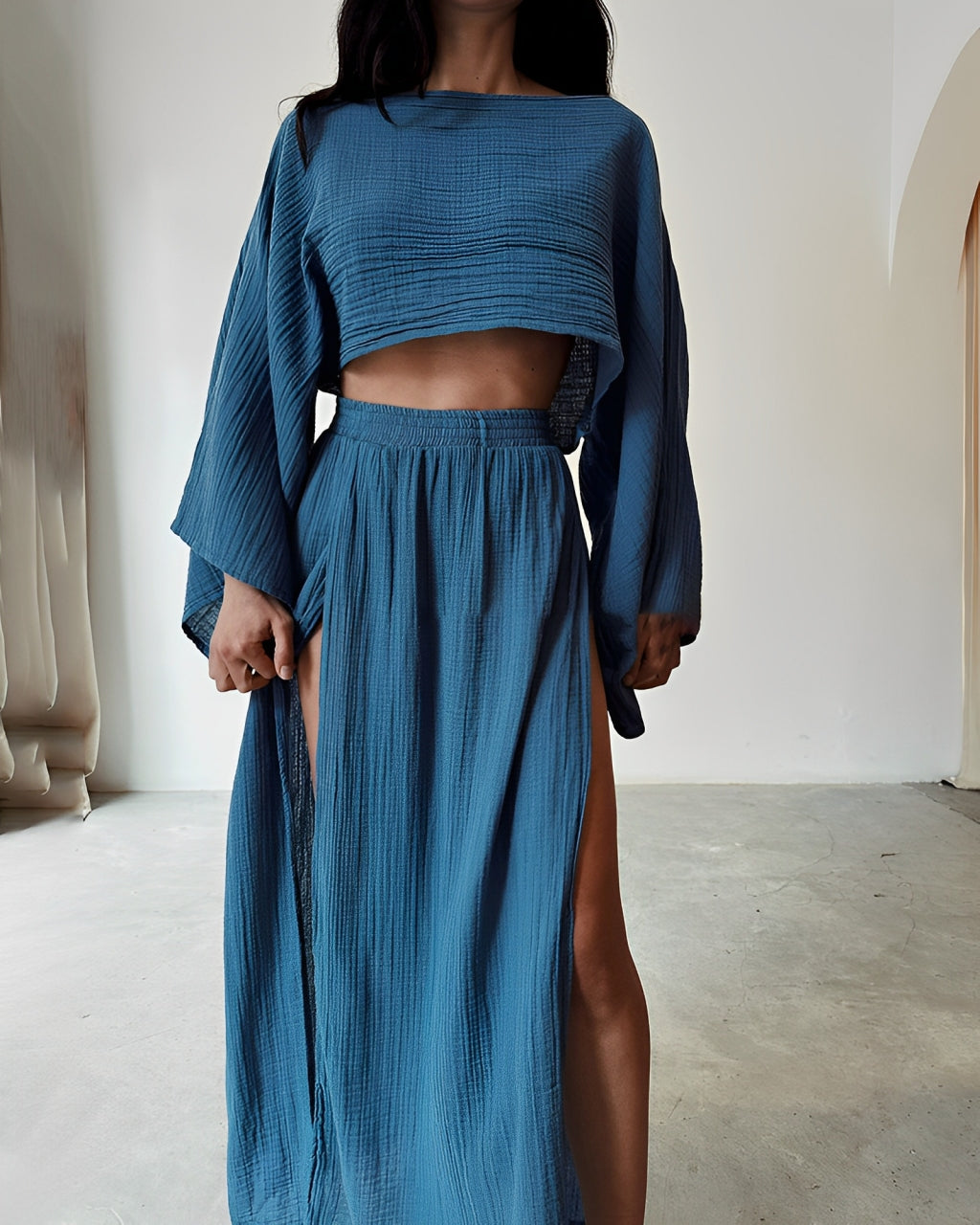Lynor™ | Chic Slit linen two-piece set