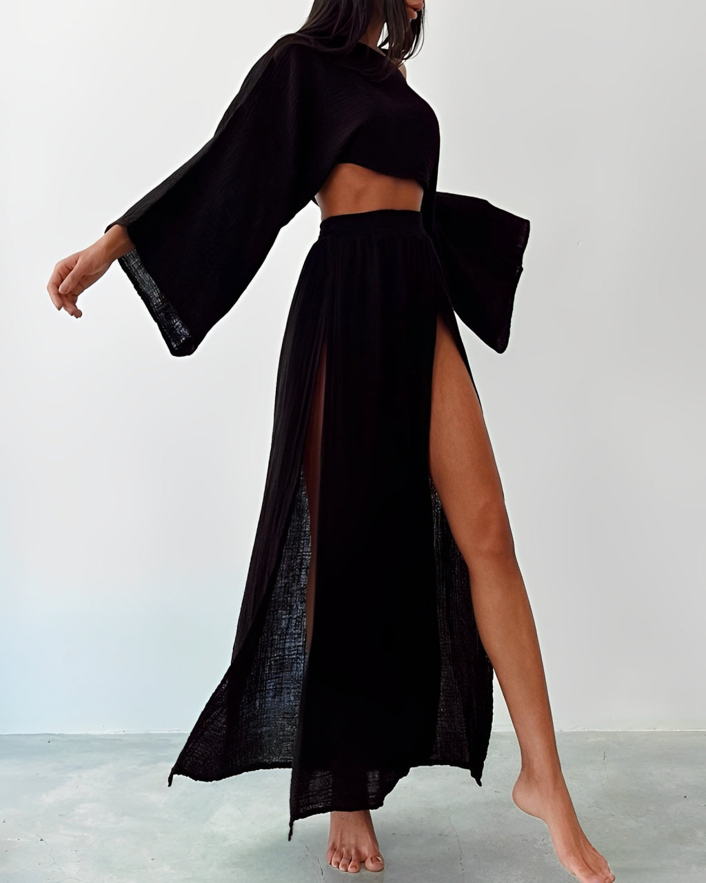 Lynor™ | Chic Slit linen two-piece set