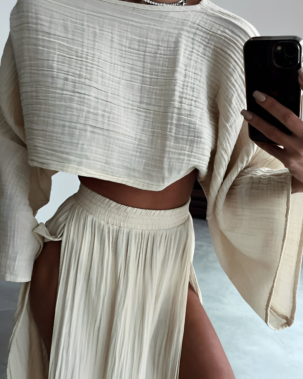 Lynor™ | Chic Slit linen two-piece set