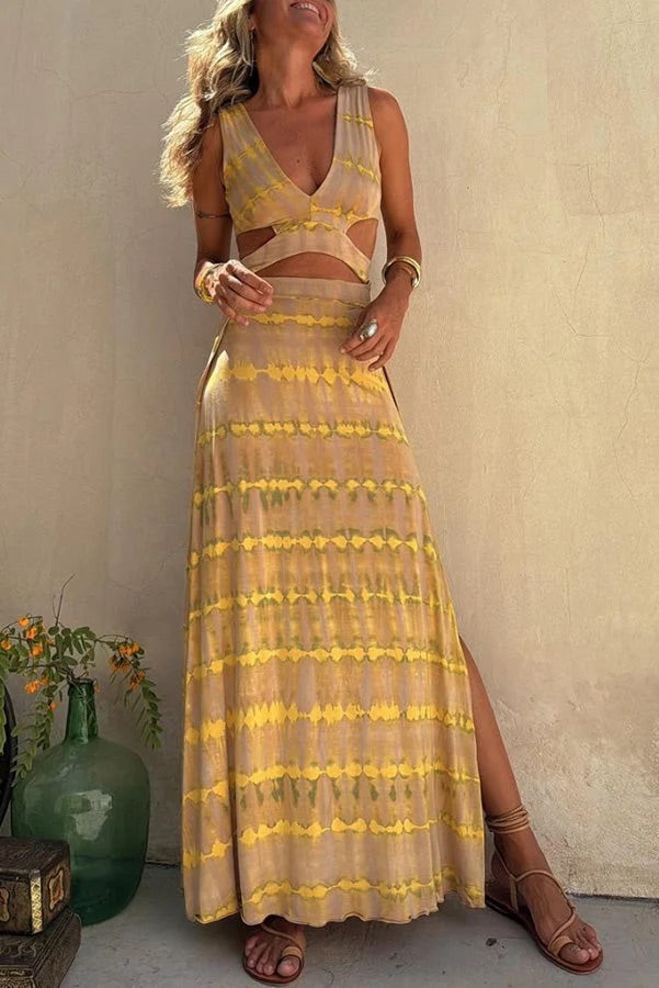 Lynor™ | Long Dress Slit & Cut-Out Details (Blue)