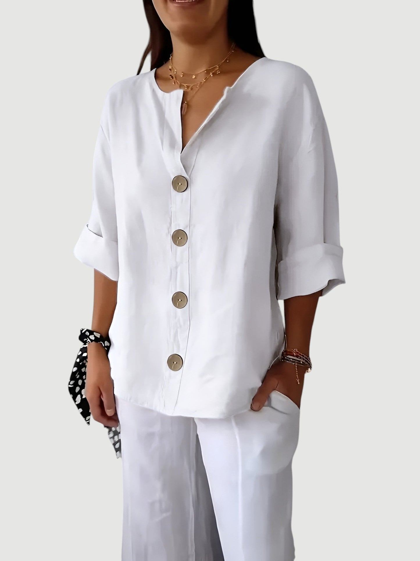 Lynor™ | Airy & Comfortable Linen Top – Lightweight Style in Natural Fabric