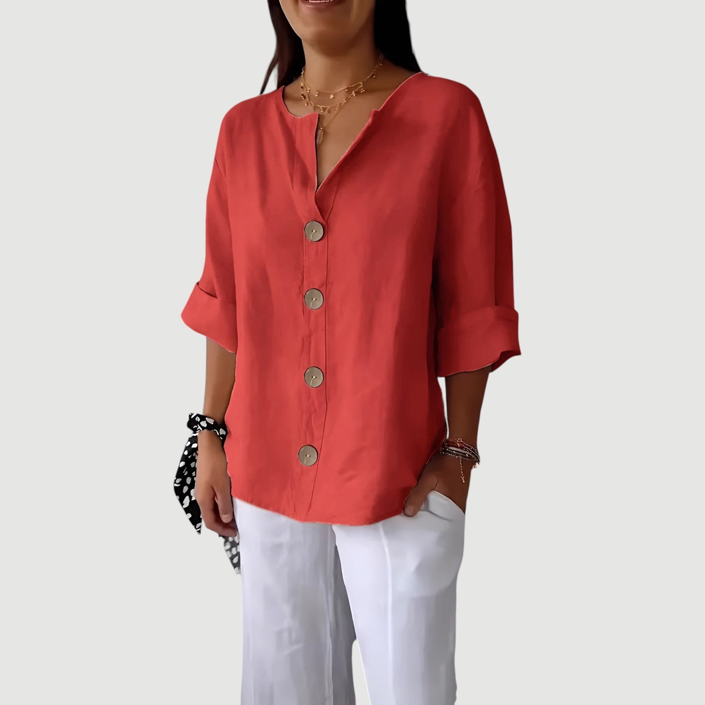 Lynor™ | Airy & Comfortable Linen Top – Lightweight Style in Natural Fabric