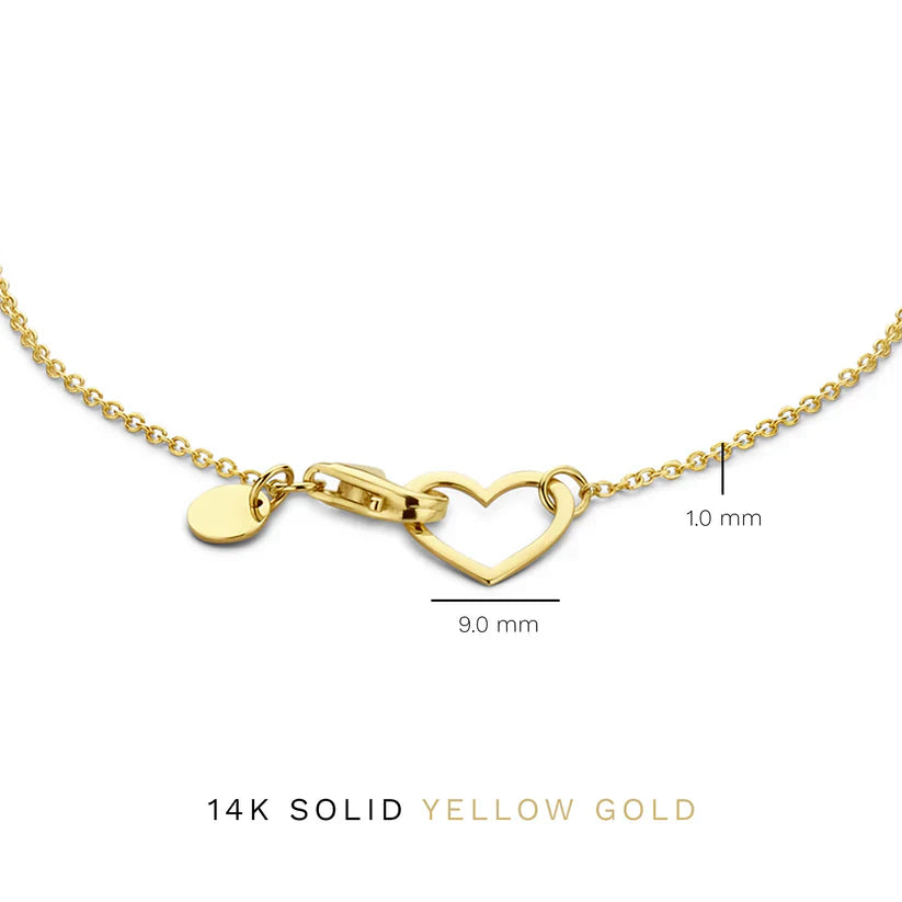 Lynor™ | Lilou Coeur Bracelet – Romantic 14K Gold with a Delicate Heart Charm