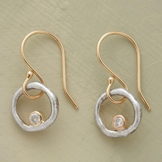 Lynor™ | Vintage Gold & Silver Zirconia Earrings – Radiant Two-Tone Elegance