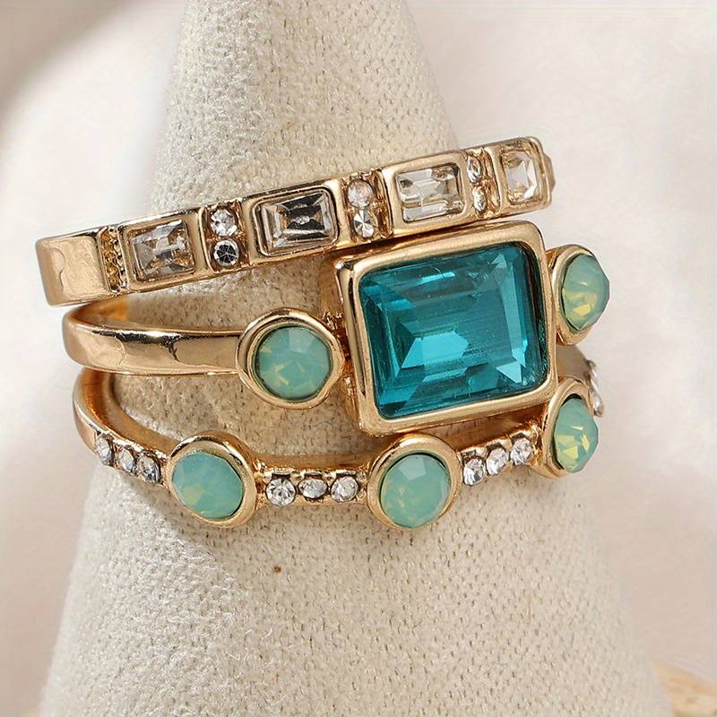Lynor™ | Set of vintage blue zirconium rings