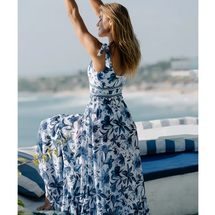 Lynor™ | Blue Bloom Set – Swimsuit & Skirt