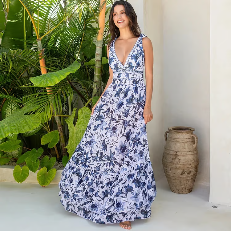 Lynor™ | Blue Bloom Set – Swimsuit & Skirt
