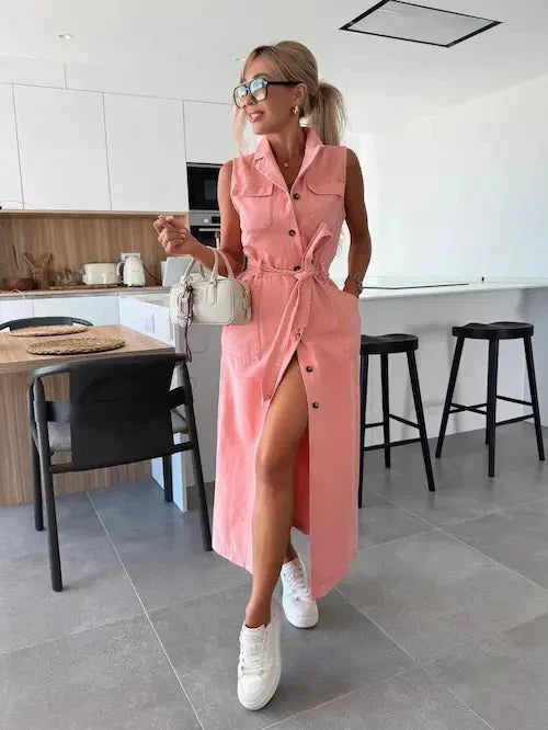 Lynor™ | Flowy Denim Maxi Dress