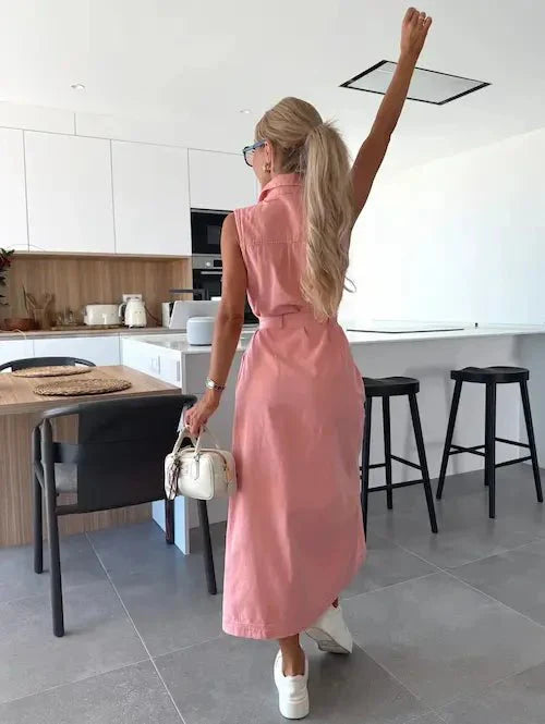 Lynor™ | Flowy Denim Maxi Dress