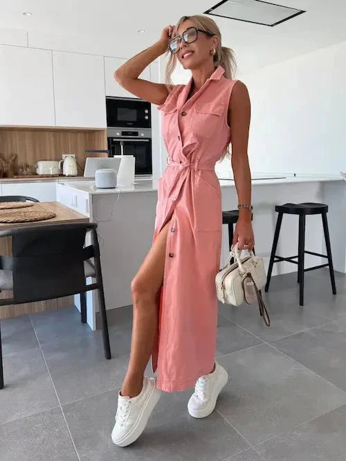 Lynor™ | Flowy Denim Maxi Dress