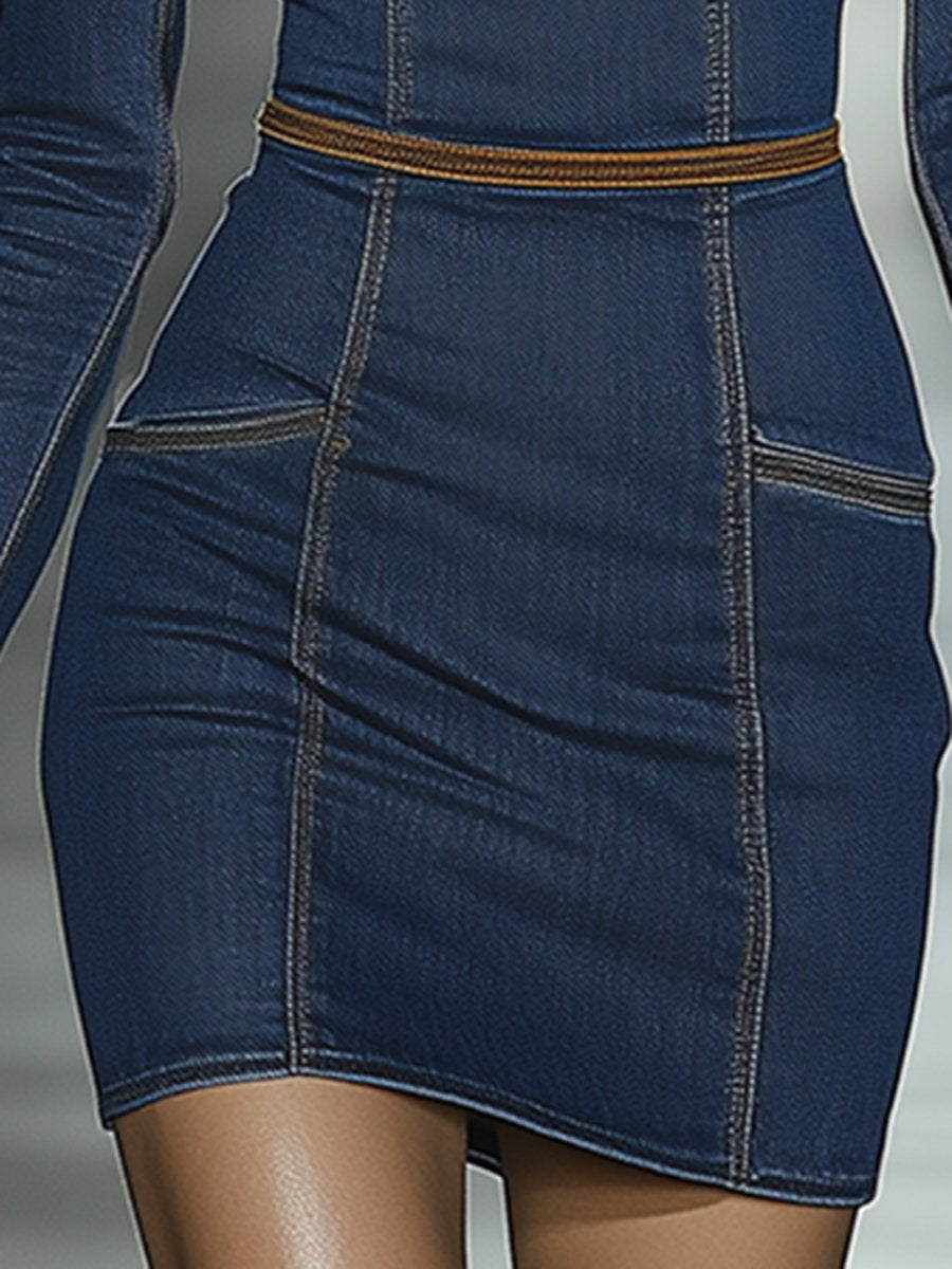 Lynor™ | Retro Elegant Artistic Blue Denim Mini Dress