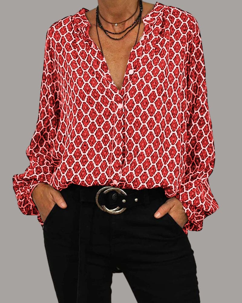 Lynor™ | Relaxed V-Neck Midi Shirt