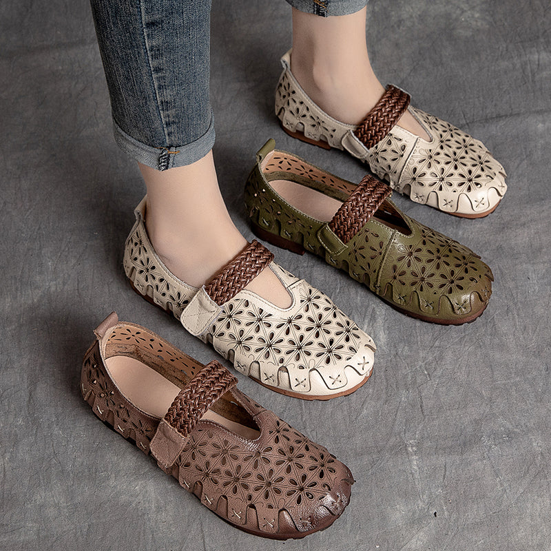 Lynor™ | Women’s Comfortable Cowhide Leather Flats – Soft Support with Natural Elegance