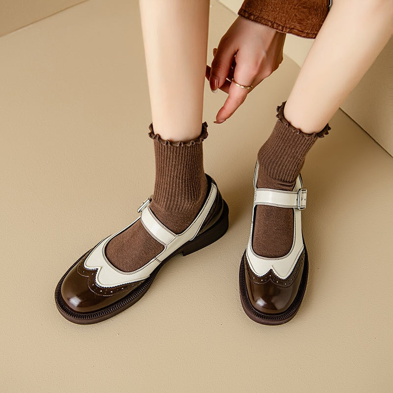 Lynor™ | Washed Cowhide Leather Flats – Rustic Elegance with Everyday Comfort