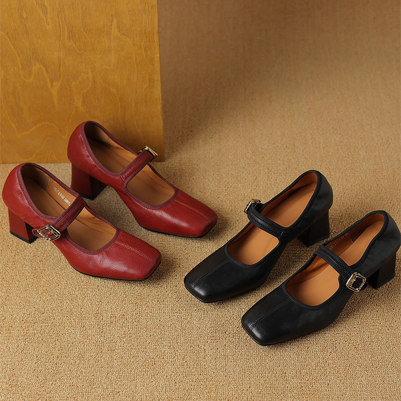 Lynor™ | Modern French-Style Block Heel Shoes – Chic Sophistication with a Bold Step