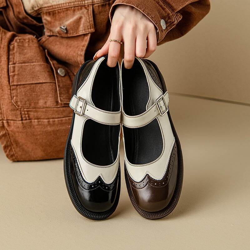 Lynor™ | Washed Cowhide Leather Flats – Rustic Elegance with Everyday Comfort
