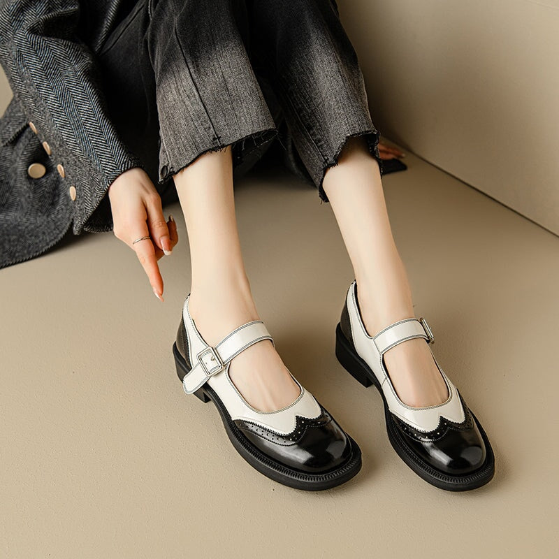 Lynor™ | Washed Cowhide Leather Flats – Rustic Elegance with Everyday Comfort