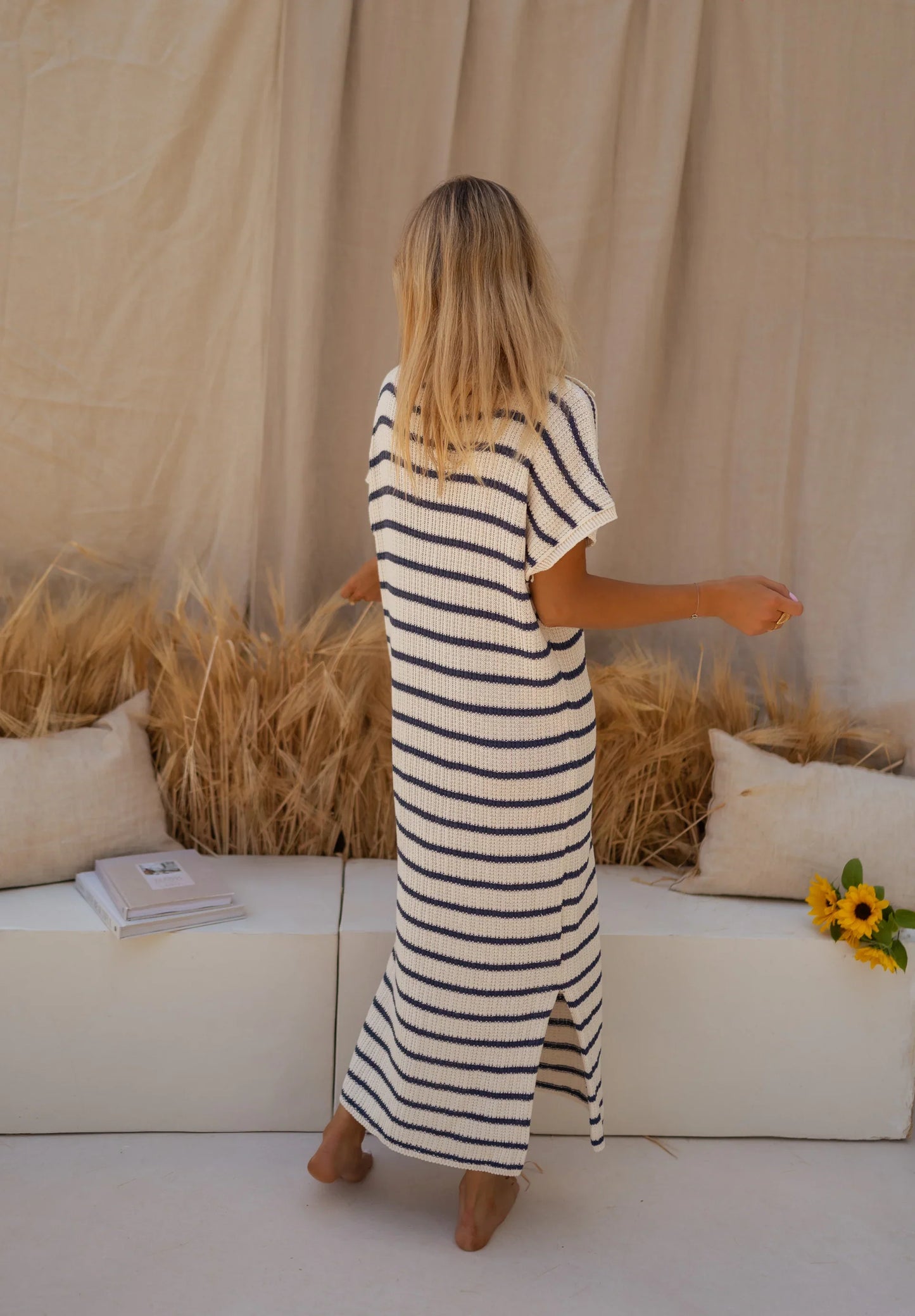 Lynor™ | Striped Knit Dress – Cozy Texture Meets Timeless Style