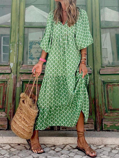 Lynor™ | Stylish Casual Printed Dress – Relaxed Fit with Modern Flair