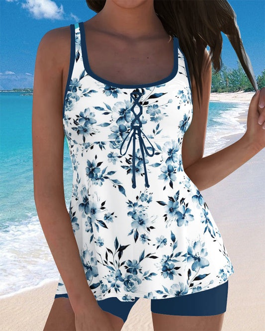 Lynor™ | Printed Tankini with Shorts Set