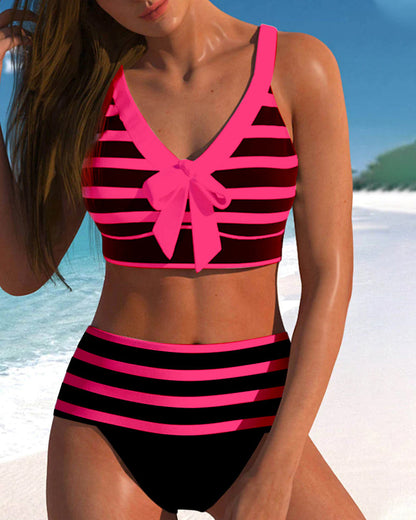 Lynor™ | High-Waisted Striped Bikini for Flattering Summer Confidence