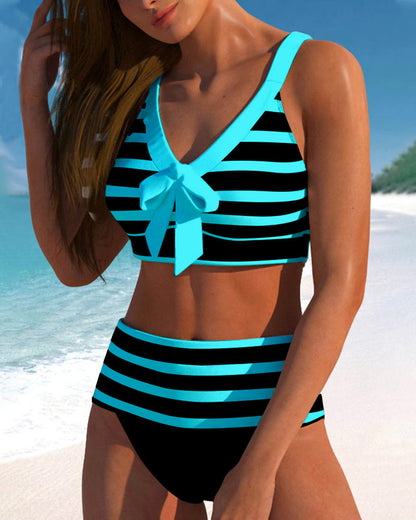 Lynor™ | High-Waisted Striped Bikini for Flattering Summer Confidence