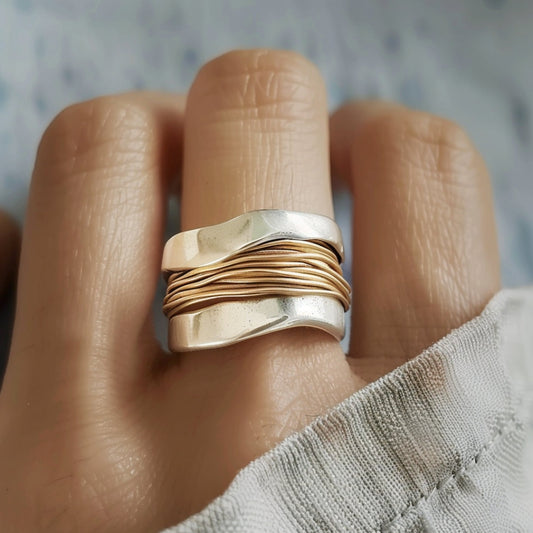Lynor™ | Silver-Gold Thread Ring