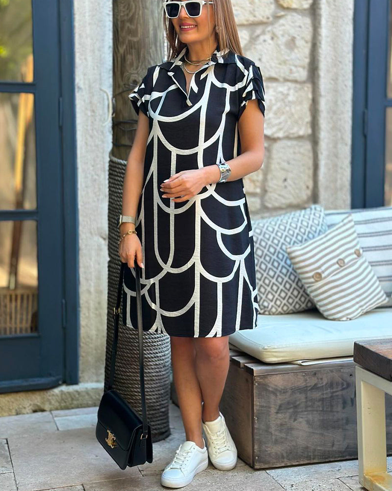 Lynor™ | Short Sleeves Elegant Midi Dress
