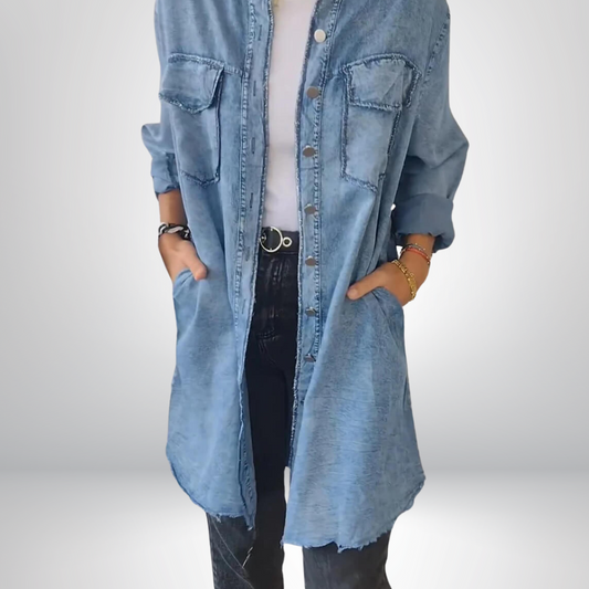 Lynor™ | Long-Sleeve Denim Jacket – Stylish & Versatile with Collar