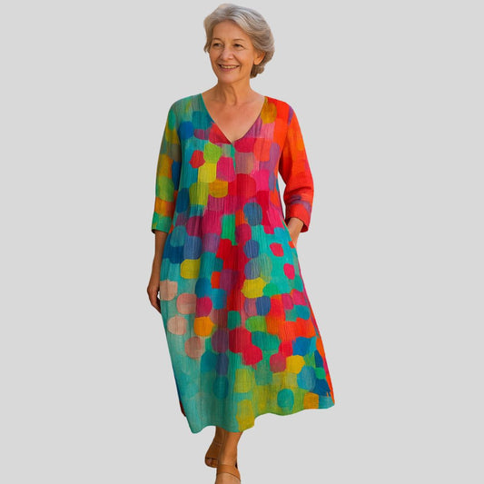 Lynor™ | Colorful V-Neck Dress
