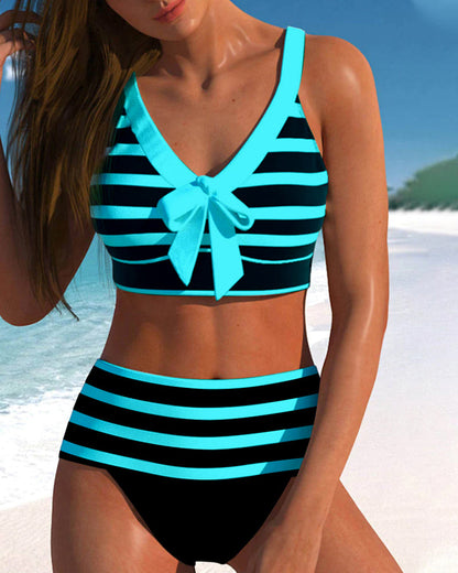 Lynor™ | High-Waisted Striped Bikini for Flattering Summer Confidence