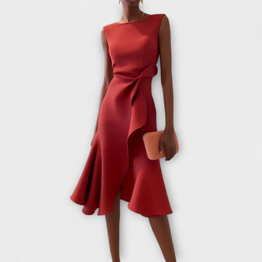 Lynor™ | Asymmetric Draped Design Midi Dress
