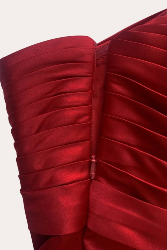 Lynor™ | Strapless Luxe Evening Dress Red