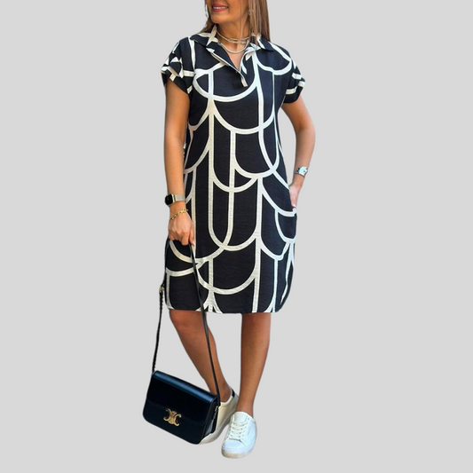 Lynor™ | Short Sleeves Elegant Midi Dress