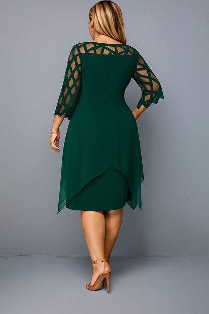 Lynor™ | Elegant Lace Sleeves & Belly Coverage Dress