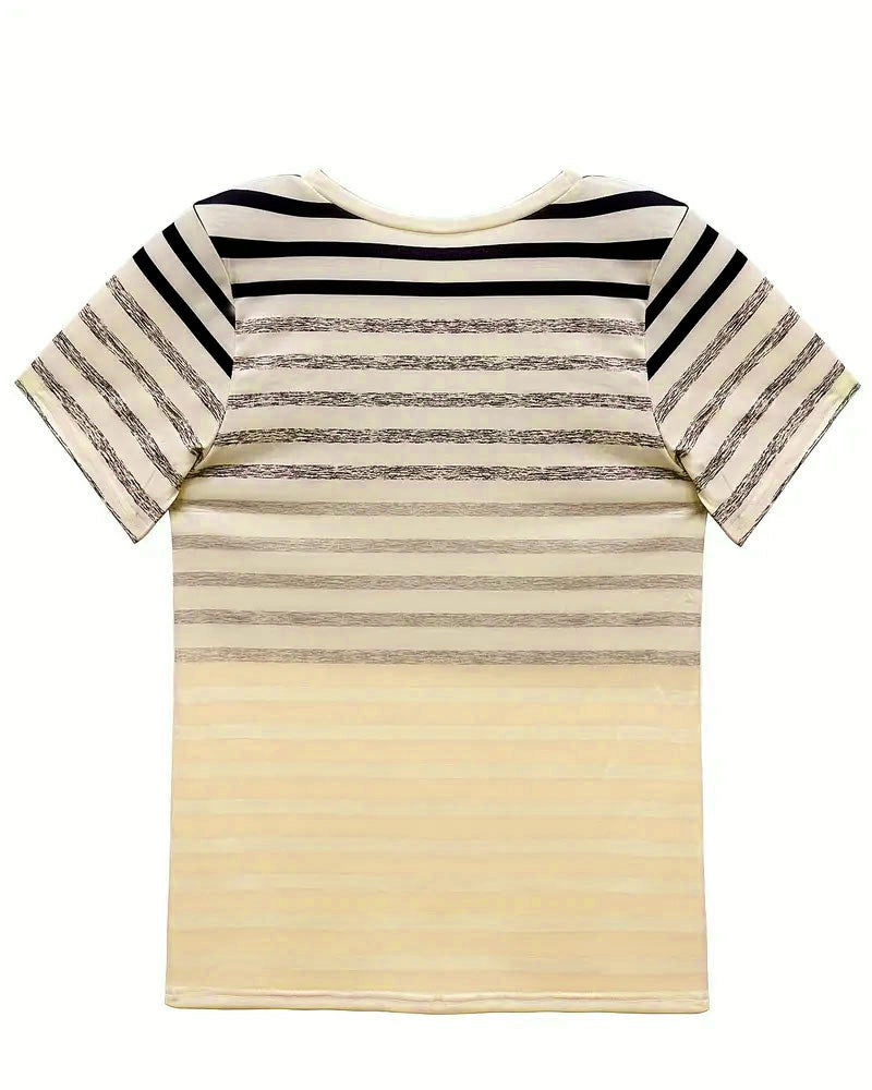 Lynor™ | Striped Short Sleeve Round Neck T-Shirt