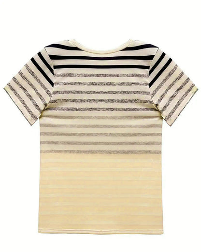 Lynor™ | Striped Short Sleeve Round Neck T-Shirt