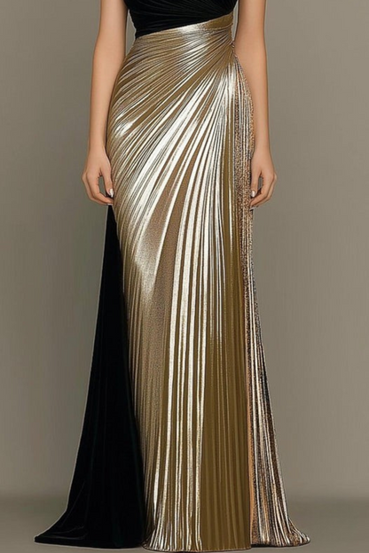 Lynor™ | Asymmetric Evening Dress – Golden Sheen