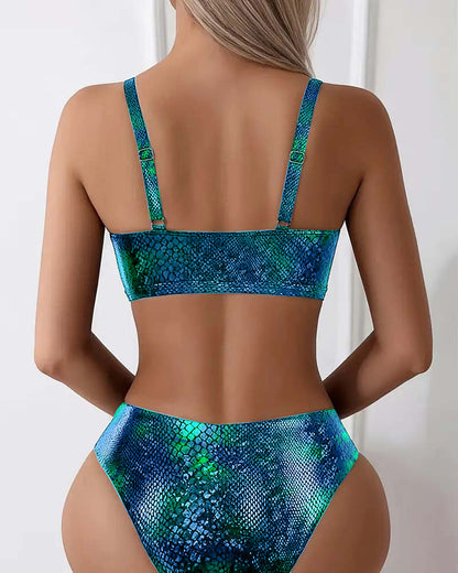 Lynor™ | Triangle High-Cut Bikini Top – Snake Print