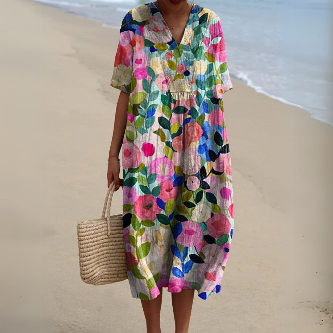 Lynor™ | Elegant Floral Dress – Graceful Blooms, Timeless Style