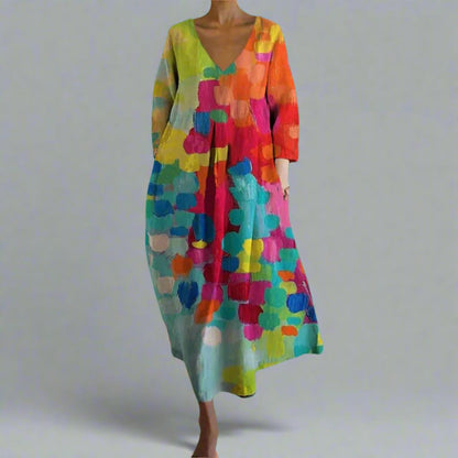 Lynor™ | Colorful V-Neck Dress